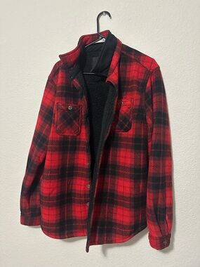 Weatherproof Red and Black Plaid Sherpa Jacket
